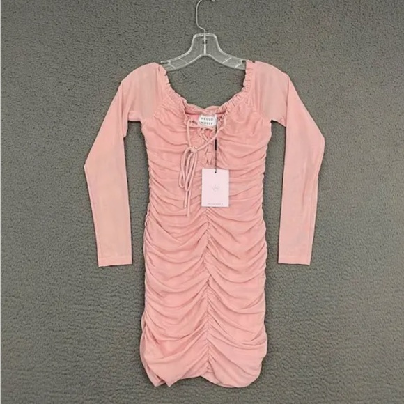 Hello Molly Pink Ruched Ribbed Bodycon Dress - Picture 2 of 3